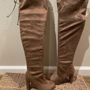 NO BRAND Brown/Tan Thigh High Women's Boots Size 5.5.